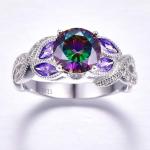 Colorful Rainbow Topaz Electroplating Ring in Silver