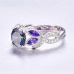 Colorful Rainbow Topaz Electroplating Ring in Silver