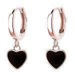 Sterling Silver Black Heart Hoop Earrings