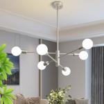 Modern 6-Light Brushed Nickel Chandelier Fixture