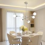 Modern 6-Light Brushed Nickel Chandelier Fixture