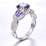 Yaresul 3.6ct Women's Round Created Rainbow Topaz Ring 925 Sterling Silver Engagement Rings for Women Bezel Setting Marquise Statement Womens Ring Size 6.5