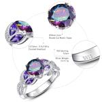 Yaresul 3.6ct Women's Round Created Rainbow Topaz Ring 925 Sterling Silver Engagement Rings for Women Bezel Setting Marquise Statement Womens Ring Size 6.5