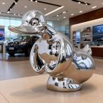 3D Angry Duck Hood Ornament - Chromed Metal Decor