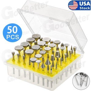 50pcs Diamond Coated Rotary Jewelry Drill Bits