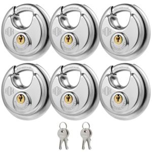 HOX Stainless Steel Keyed Disc Padlock 6-Pack