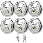 HOX Stainless Steel Keyed Disc Padlock 6-Pack