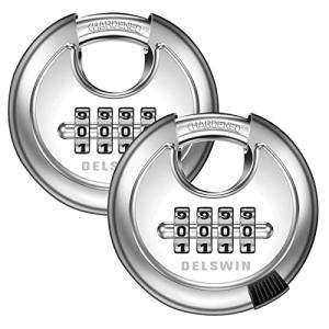 DELSWIN 4-Digit Disc Padlock Combo Lock (2 Pack)