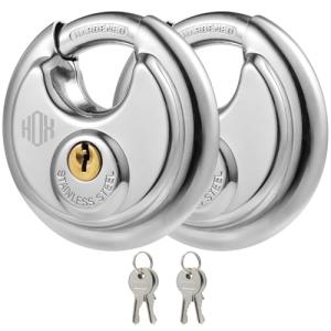 HOX Keyed Disc Padlock Set, Heavy Duty 2-Pack