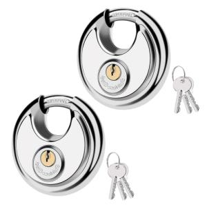 70MM Unpickable Discus Padlock - 2 Pack