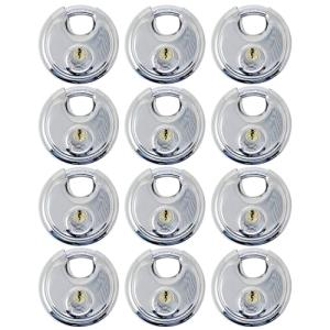 12 Pack of Weatherproof Stainless Steel Disc Padlocks