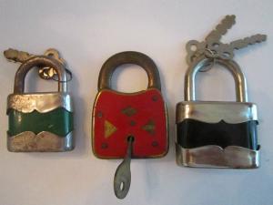 Vintage Green and Red Padlocks - Unpickable!