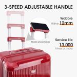 Unpickable TSA Lock Lightweight Expandable Suitcase 20" Red