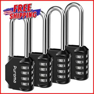 4-Digit Combination Lock Padlock Set - 4 Pack