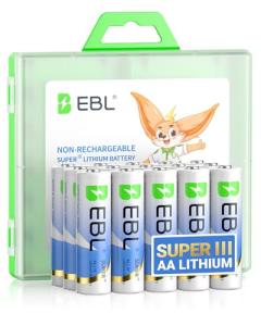 EBL 12 Pack AA Lithium Batteries 3700mAh