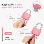 Puroma Keyed Padlocks - 2 Pack Aluminum Locks