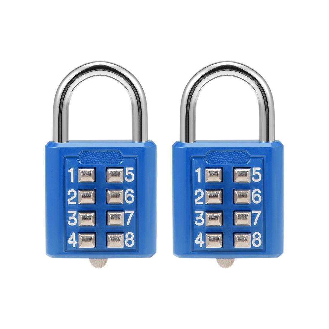 Blue 8-Digit Combination Padlock - 2 Pack