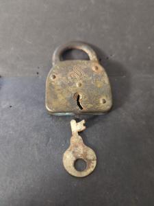Unique Early USA Padlock with Odd Key Design