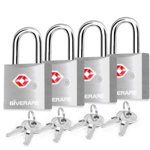 TSA Approved Travel Locks with Keys - 4 Pack