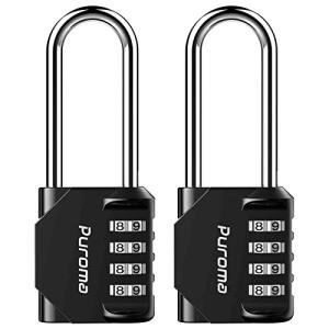 Puroma Waterproof 4-Digit Combination Padlock - 2 Pack
