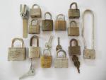 Set of 13 Vintage Padlocks with 4 Keys
