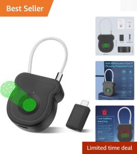 Biometric Fingerprint Padlock - Waterproof and Rechargeable