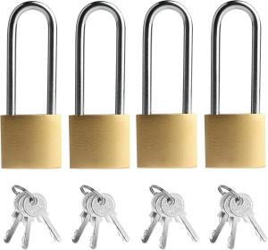 4 Pack Keyed Padlocks with 3.4 Inch Shackles