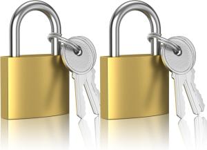 Brass Travel Padlock Set for Suitcases, 2 Pack