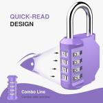 Puroma Waterproof 4-Digit Combination Lock (Purple)