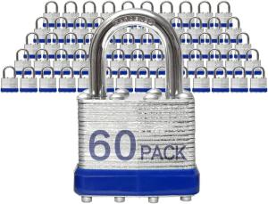 Keyed Padlocks 60 Pack - Laminated Steel