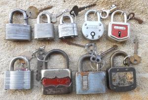 9 Vintage Unpickable Padlocks with Keys