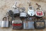 9 Vintage Unpickable Padlocks with Keys