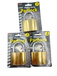 3 Heavy-Duty Padlocks with 3 Keys Each