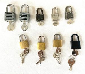 Set of 9 Unique Small Keyed Padlocks