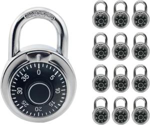 12 Pack Black Dial Combination Lock, 2 Inch