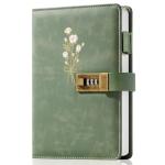 Green A5 Leather Lock Journal for Girls