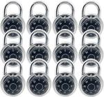 12 Pack Black Dial Combination Lock, 2 Inch