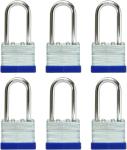 Set of 6 Keyed Alike 50mm Long Shackle Locks