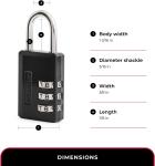 Customizable 3-Digit Black Padlock for Gym Lockers
