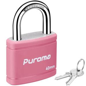 Puroma Heavy-Duty Keyed Padlock, 2 Keys, Pink