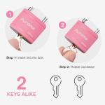 Puroma Heavy-Duty Keyed Padlock, 2 Keys, Pink