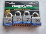 MASTER LOCK 3008D 4 Pack STEEL KEYED LAMINATED PADLOCKS w/ 4 Keys.   NEW!