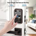  DK02A-L Fingerprint Front Door Lock Set with 2 Handles - Auto Lock matted blk87