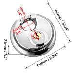 QWORK Disc Locks, 2 Pack Heavy Duty Steel Keyed Different Padlock Disc Storage Locks for Storage Unit, 3/8" Shackle