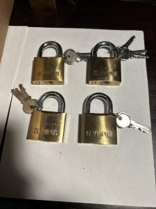 Lot Of 4 50mmOlympus Padlocks Each Keyed Different 3keys To Each Lock Never Used