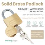 30 Pack Brass Management Padlocks - Keyed Alike