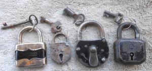 Set of 4 Vintage Padlocks with Keys