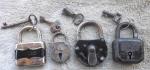 Set of 4 Vintage Padlocks with Keys