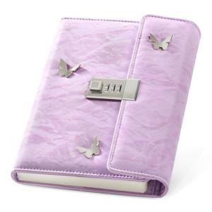 Targonixus A5 Lock Diary for Women - Purple Butterfly