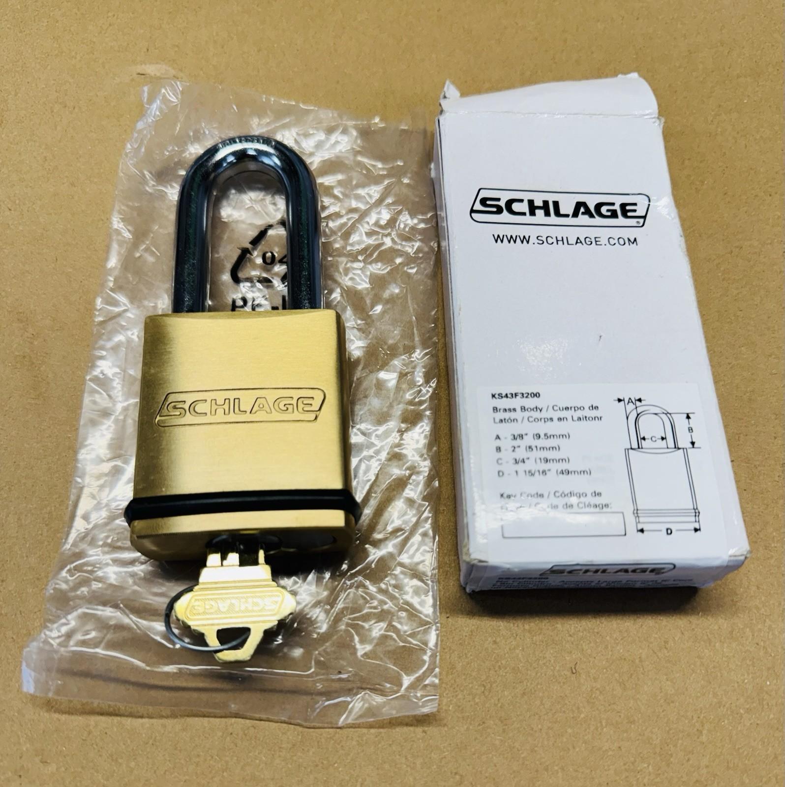 Schlage Brass Padlock with Removable Core 2" Shackle